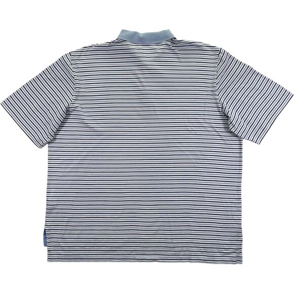 POLO GOLF Ralph Lauren Men's Short Sleeve Pima Cotton Striped Polo Blue/White XL - Picture 2 of 9